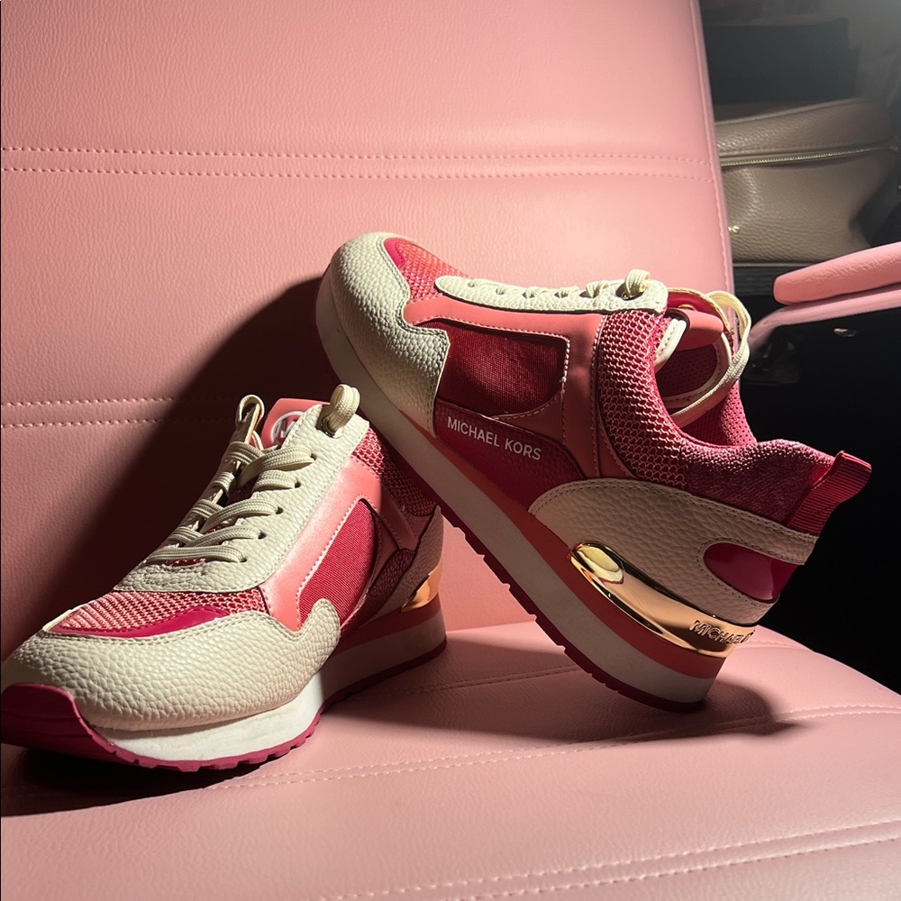 Michael Kors Women's Sneakers in Pink and Cream - Picture 4 of 5